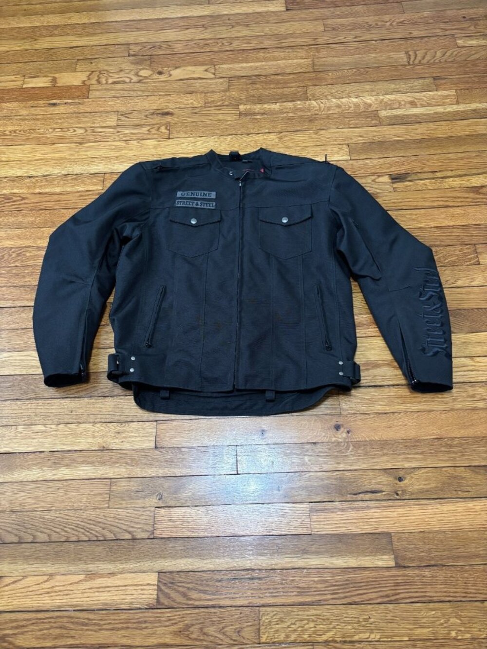 Street & Steel Mens Padded Motorcycle Jacket Sz Medium Full Zip Biker Riding